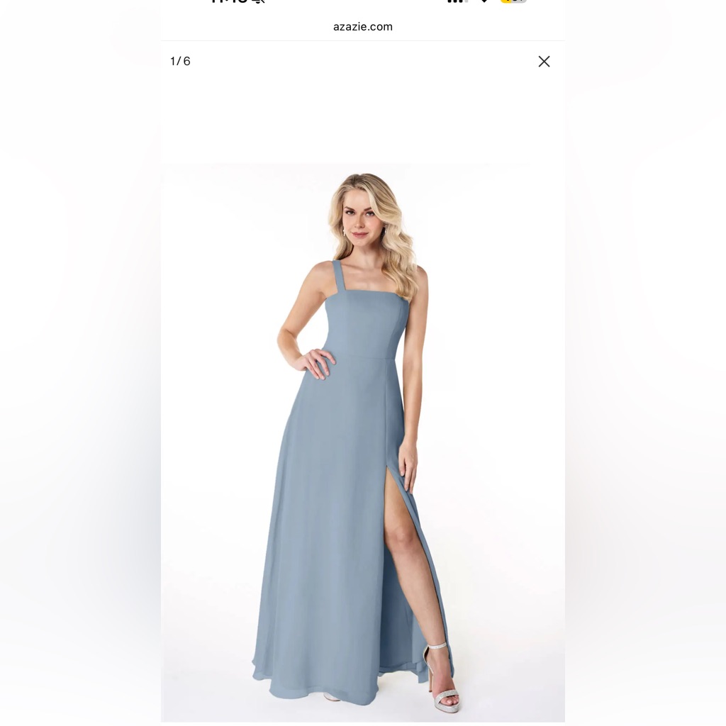 Azazie Jay Dusty Blue Dress With Slit